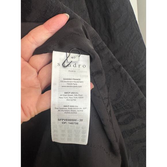 Sandro Celine Jacquard Jacket Linen Blend Black Size 40 US Size 8 - Picture 4 of 11